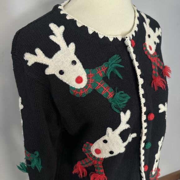 Marisa Christina Y2K 2000 Christmas Collection Cardigan Sweater Reindeer Knit - Picture 7 of 12